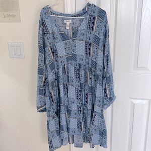 Japna Floral Dress A-Line V-neck Short Ruffle Sleeves Sleeves Size XL